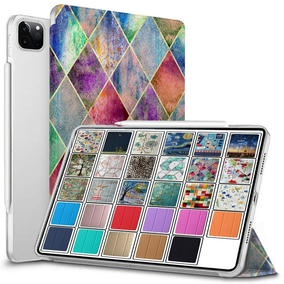 DuraSafe Cases For iPad PRO 11 Inch 2nd Gen 2020 (Will not fit iPad PRO 11 2018) Slimline Series Lightweight Protective Cover with Dual Angle Stand & Clear PC Back Shell - Diamond Grid