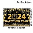 thumbnail image 1 of Decoración de Feliz Año Nuevo 2024, pancarta colgante de puerta de oro negro, banderas de Año Nuevo, Navidad, Decoraciones al aire libre, 2024, 1 of 4