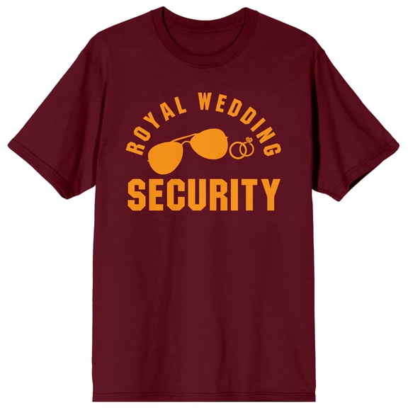 Royal Wedding Security Adult Maroon Crew Neck Short Sleeve T-shirt - Small