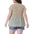thumbnail image 4 of DARING DIVA Women's Plus Chiffon Flare Short Sleeves Floral Top 4X Apricot, 4 of 6