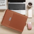 thumbnail image 1 of Laptop Liner Bag Portable Waterproof PU Leather Foldable Stand Computer Bag Cover MacBook Bag, 1 of 15