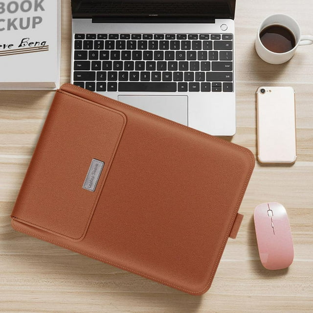 Laptop Liner Bag Portable Waterproof PU Leather Foldable Stand Computer Bag Cover MacBook Bag