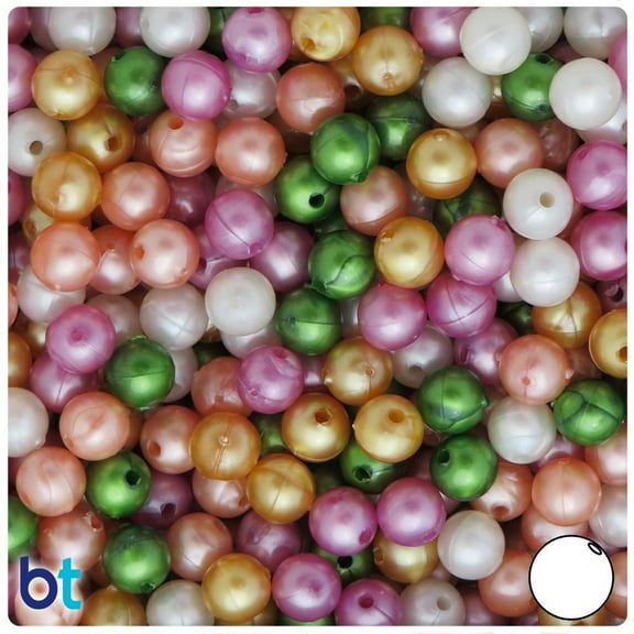 BeadTin Warm Mix Pearl 8mm Round Plastic Beads (300pcs)