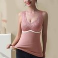 thumbnail image 2 of Fiaer Womens Built in Bra Tank Tops Oversized Thermal Underwear Stretch Comfy Elegant Lace Underwear Breathable Solid Color Cami Watermelon Red XL, 2 of 5
