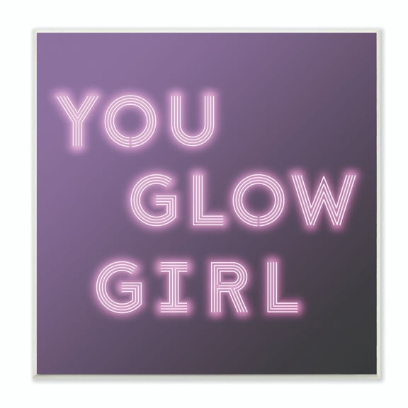 Stupell Industries Neon You Glow Girl Fashion Modern Pink Word Design Wall Plaque Art by Dawn Vietro