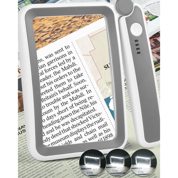 Haotor Magnifying Glass with Light, Rechargeable Large Page Magnifier for Reading, Folding Handheld Dimmable, LED Lighted Rectangle Magnifier for Reading Book Small Print for Seniors Low Vision