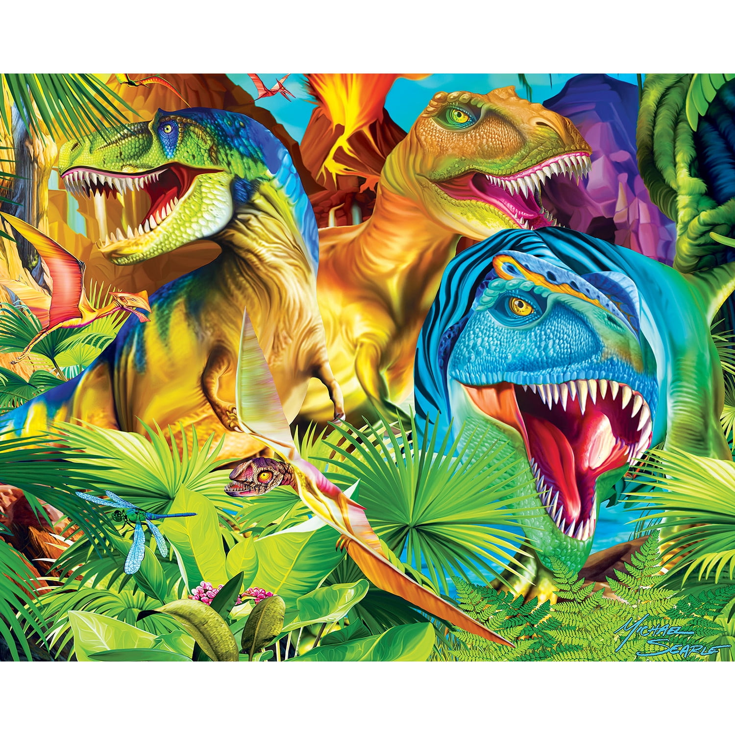 MasterPieces Glow in the Dark 100 Piece Jigsaw Puzzle Set - Blue 4-Pack for Kids