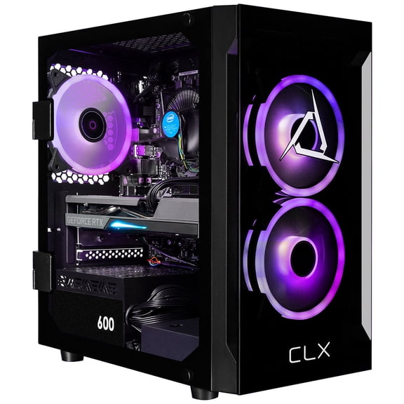 CLX SET Gaming Desktop Computer, Intel Core i5 14400F 2.5GHz, 32GB RAM, 2TB SSD, NVIDIA GeForce RTX 5060 8GB, Windows 11 Home, Black