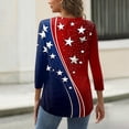 thumbnail image 5 of Women's Patriotic Star Print 250th Anniversary USA Shirt V-Neck Button 3/4 Sleeve T-Shirt, 5 of 5
