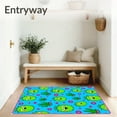 thumbnail image 3 of ODIKA 3'x5' Machine Washable Non-Slip Area Rug, Playful Cactus Illustration with Smiling Succulents and Whimsical Dots High Traffic Rug with Pad, Blue, 721942, 3 of 8