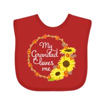 Inktastic My Grandad Loves Me with Sunflower Wreath Boys or Girls Baby Bib