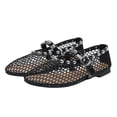 thumbnail image 2 of Miqool Womens Mesh Ballet Flats Fishnet Round Toe Buckle Strap Hollow Out Breathable Casual Mary Jane Flat Shoes for Summer Spring, 2 of 9