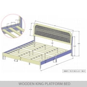 Castle Place Rattan Wooden King Platform Bed, Black