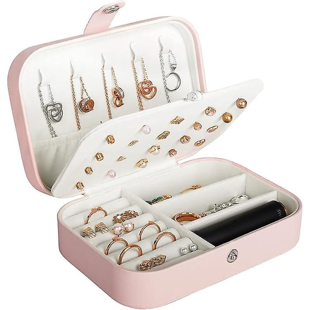 Caja de viaje para joyas TANGJMXG organizador de piel sintética rosa 16 x 11 x 5 cm