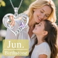 thumbnail image 5 of SOULMEET Mom Birthstone Heart Necklace s925 Sterling Silver I Love You Mother Pendant Necklaces Mothers Day Jewelry Gifts for Grandma Women Wife, 16"+2" Inches, 5 of 10
