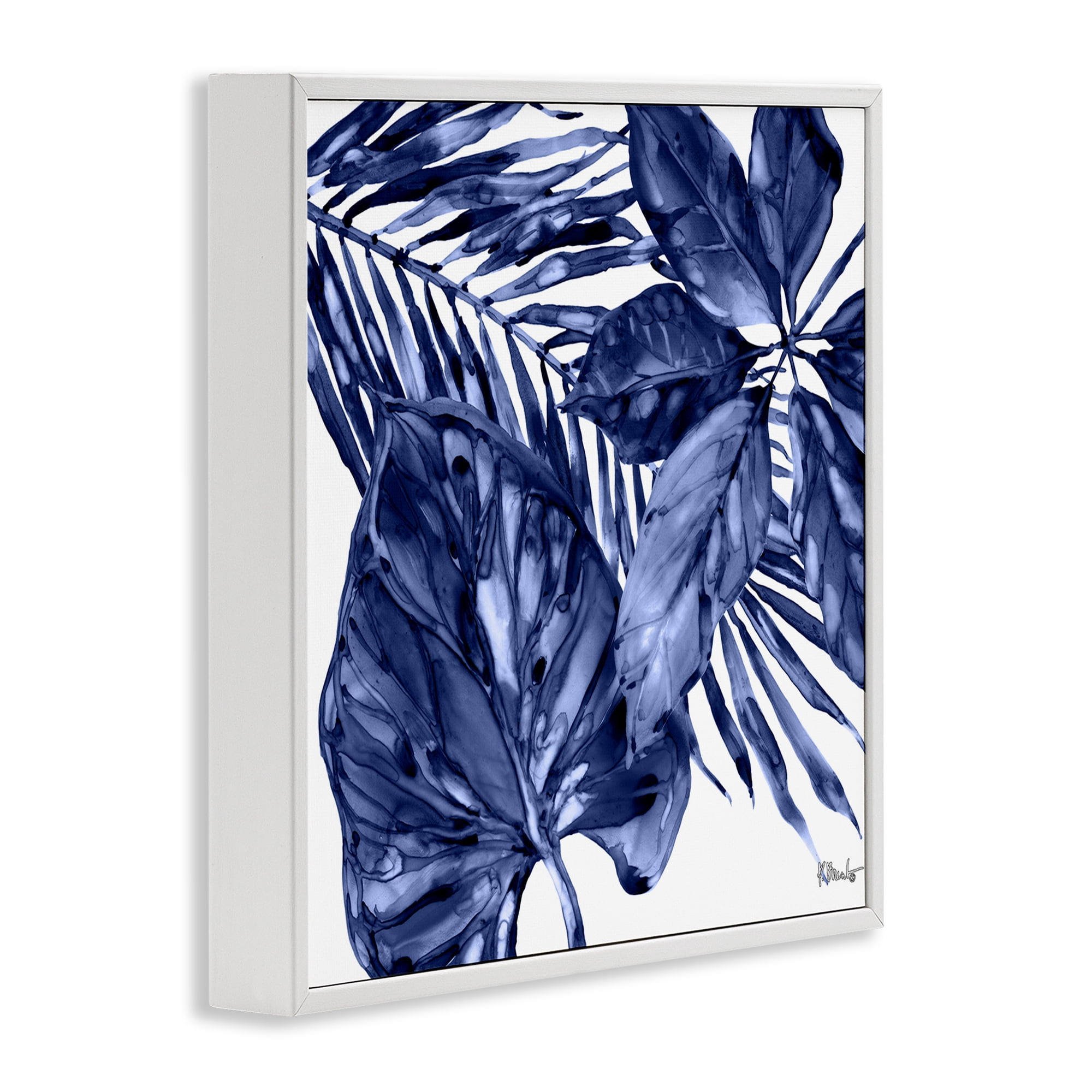 Stupell Industries Hued Plant Fronds Botanical & Floral Painting White Framed Art Print Wall Art, 17 x 17
