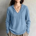 thumbnail image 2 of Hooded Sweatshirts for Women Casual Drawstring Solid Color Loose Fit Long Sleeve Casual Pullover Fall and Winter Hoodies, 2 of 9