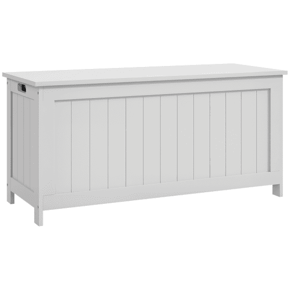 White Storage Chest Bench 39.4 Inch, Hope Chest with Hinges for Blankets and Toys, MDF Wood Blanket Box Ottoman for Living Room, Bedroom​​