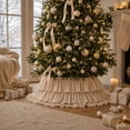 thumbnail image 6 of Christmas Tree Skirt 26.77in Champagne Satin-Look Double Ruffle Collar, 6 of 6