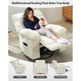 thumbnail image 5 of 360° Swivel Rocking Recliner, Upholstered Fabric Glider Nursery Chair with Side Pockets, Q235 Steel Frame for Living Room Small Spaces, Beige, 5 of 9