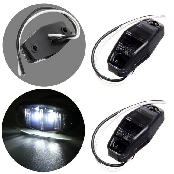 Scitoo 2x LED Light Smoke Cover Surface Mount Universal Side Marker Trailer White 12V