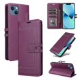thumbnail image 1 of Premium Wallet Case for iPhone 14 with Card Slots & Kickstand, Flip Cover Purple, 1 of 7