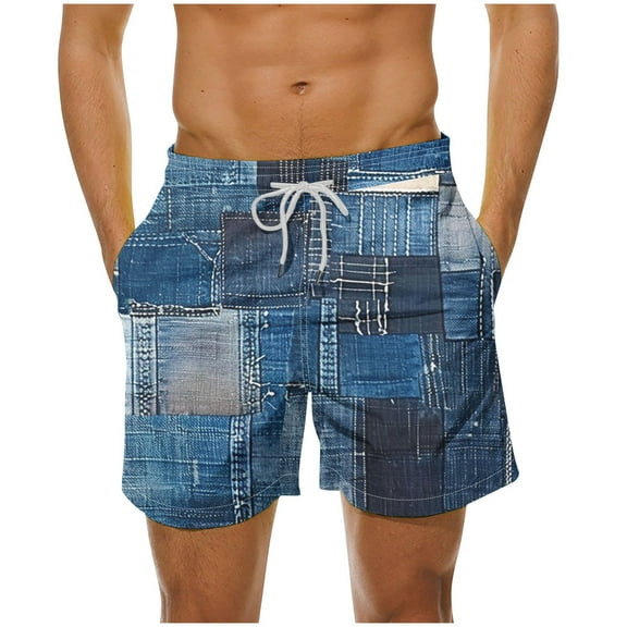 LYEAA Swimming Trunks Men Adult Elastic Waist Summer Beach Big Men's Shorts Graphic Drawstring Surfing Board Shorts Casual Loose Athletic Fashion Comfort Swimwear Bathing Suit with Pockets L
