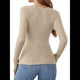thumbnail image 4 of Camisas de Larga para Mujer, Cuello en V, Punto Acanalado, Corte Ajustado, Suéter con Botones, Blusa Informal de Trabajo para Otoño. Albaricoque XL, 4 of 10