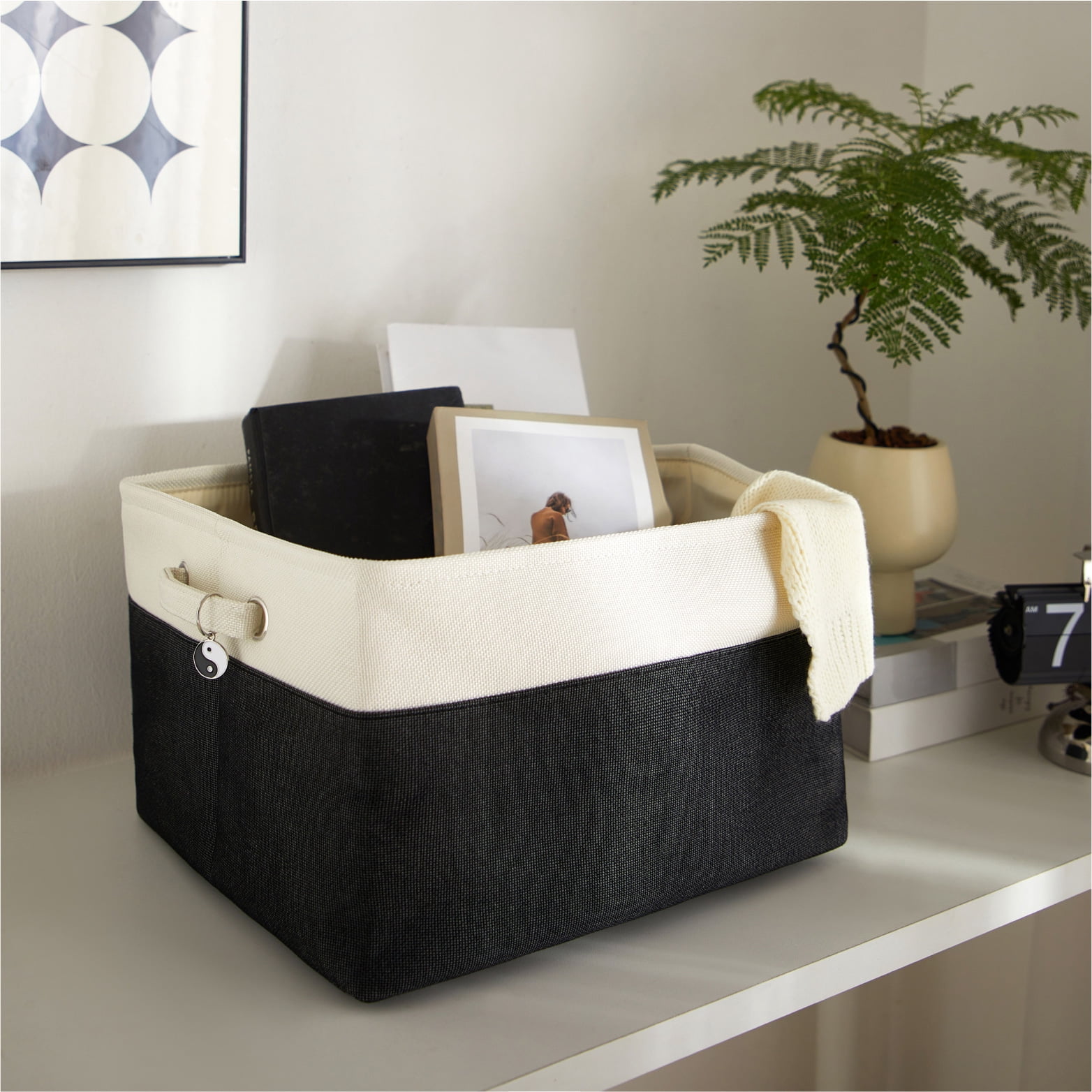 Urban Shop Canvas Storage Baskets, Handles, 13" x 15"
