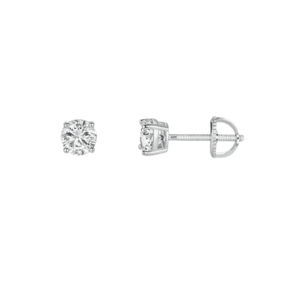 18K White Gold 1/2 Carat 4mm Round Moissanite Screw Back Stud Earrings Women Plated by Paris Jewelry