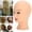 Beige with Makeup, variant on YAHHU 19.3 Inches / 49 cm Bald Mannequin Head without Makeup, Durable PVC Wig Display Stand Hat Holder for Cosmetology Styling Practice, Retail Accessory Presentation