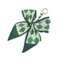 thumbnail image 5 of Unique Bargains 1 Pc Trendy Long Scarf Ribbon Bow Plaid Handbag Charm Decorative Keychain Green, 5 of 5