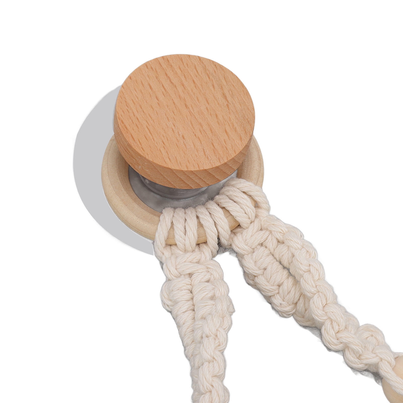 Yajisi European Vintage Rope Towel & Paper Towel Holder, 7.9x2.8in No-Drill Wall Mount, Handcrafted Cotton Rope & Beech Wood for Bathroom Kitchen