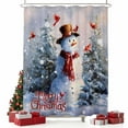 thumbnail image 2 of Christmas Snowman Shower Curtain, Xmas Tree Birds Snowflake Waterproof Fabric Shower Curtains with 12 Hooks, Bathroom Curtain Set for Bathroom Accessories Decor, 48 x 72 Inches, 2 of 9