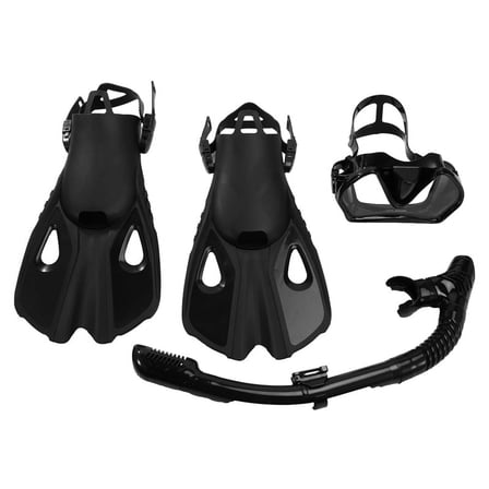 Adult Snorkeling Equipment,Panoramic Set,Snorkeling Mask, Drys Top Snorkel,Diving Mask and Fins,Black New