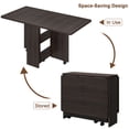 thumbnail image 4 of Ourlova Large Size Movable Space Saving Foldable Kitchen Table for 4 with 2 Storage Shelf and 6 Wheels for Small Spaces Kitchen and Dining Room Brown, 4 of 10