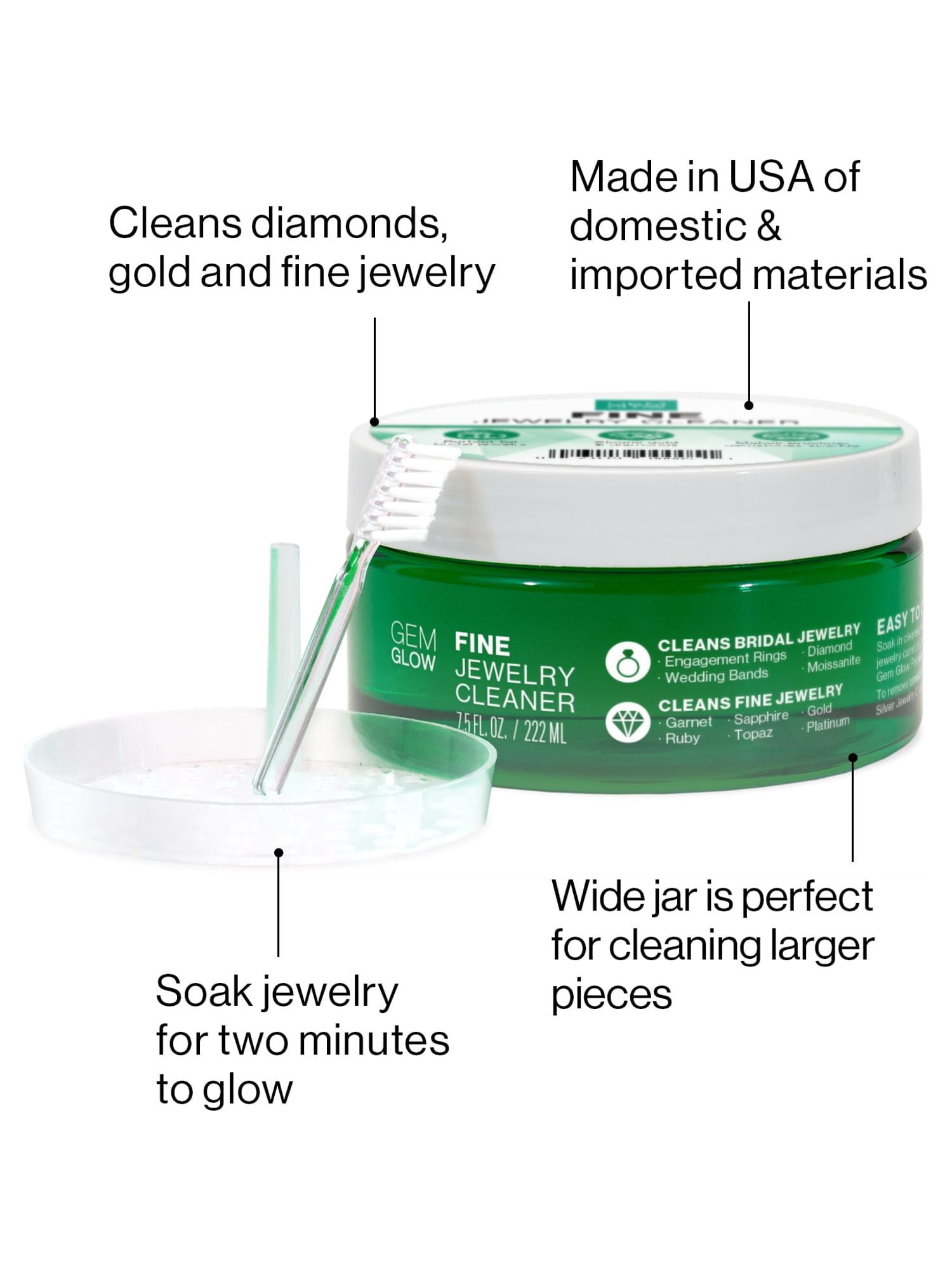 Gem Glow Jewelry & Watch Complete Pro Care System with Ultrasonic Cleaning Machine, Plastic