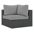 thumbnail image 2 of Modway Sojourn Aluminum Fabric and Rattan Patio Corner Sofa Chair in Canvas/Gray, 2 of 5