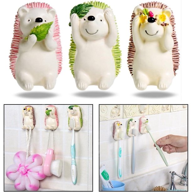 Soporte para cepillo de dientes de animales creativo, gancho para cepillo de dientes impermeable autoadhesivo, 3 uds.