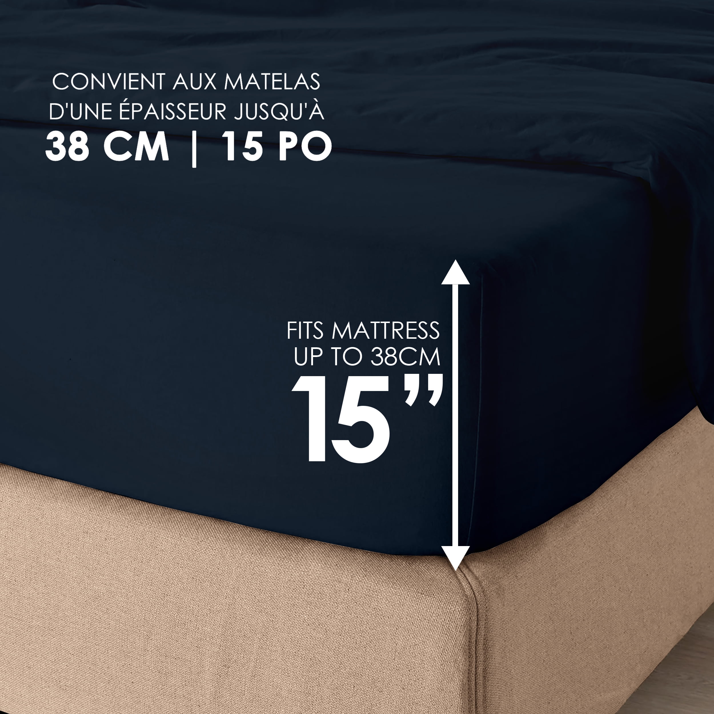 Ensemble de draps 100 % coton à contexture de 400 fils hometrends, satin de coton Taille : 1 place - Très grand