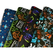 Titiweet Gaming Birthday PriNst Wrapping Paper for Boys Girls, 12 Sheets Video Game Wrapping Paper for Game Lover, 20 x 28 Inches Per Sheet