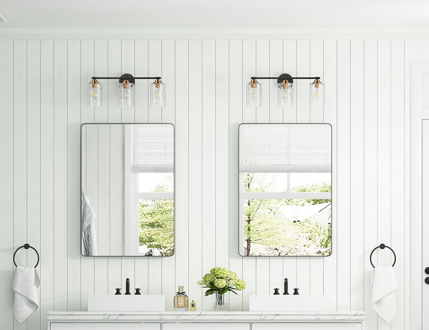 Aiwen 3-Light Stunning Vanity Light Modern Wall Sconce with Crystal Shade Rustic Bathroom Light Fixture over Mirror