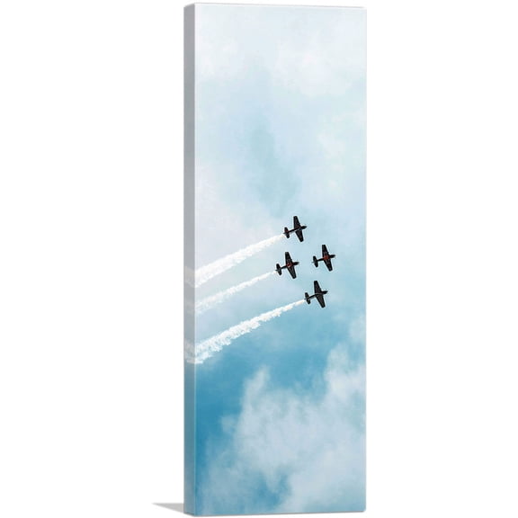 ARTCANVAS Fighter Jet Plane Aircrafts in Flight Formation Canvas Art Print - Size: 36" x 12" (0.75" Deep)