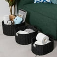 thumbnail image 4 of Wicker Basket, Set of 3 Round Storage Baskets for Organizing, Woven Paper Rope Wicker Storage Basket with Handles, Black Cube Storage Organizer Bins Baskets for Shelves & Decor, Black, 4 of 15