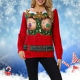 thumbnail image 2 of Pull de Noël pour Femmes Imprimé Graphique Mode Chandail en Molleton Col Rond Cardigan d'Hiver Chandail à Capuchon Veste Mi-Longue Manches Longues Fermeture Blouse, 2 of 6
