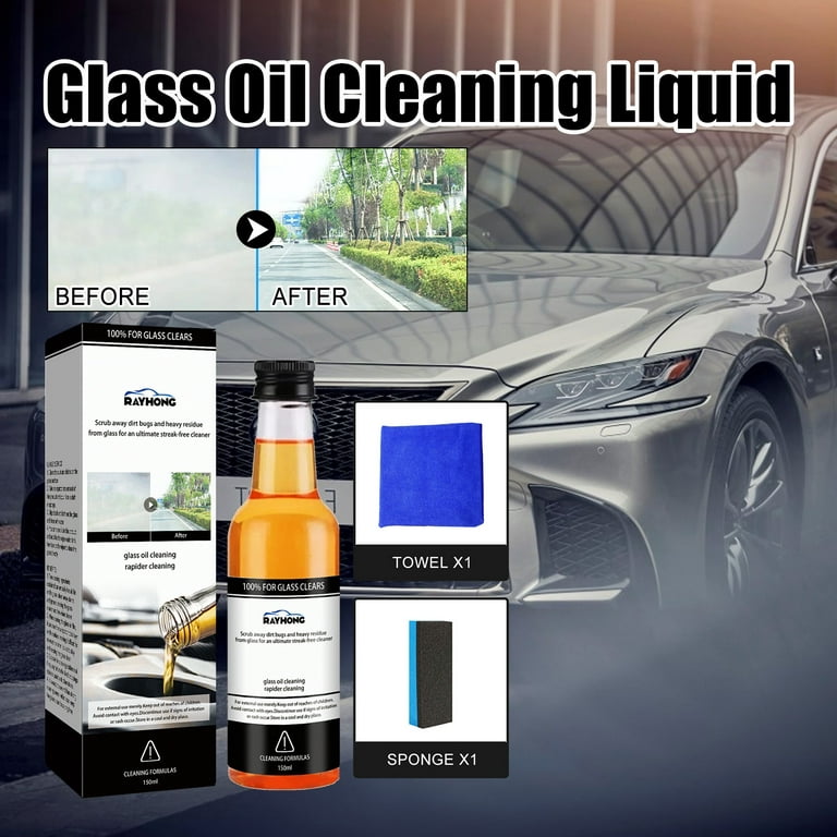 PRINxy Car Glass Oil Film Stain Removal Cleaner,150ML AutoGlass Oil Film  Remover,Automotive Glass Oil Film Cleaner,Oil Film Remover For Car Window,Remover  Dirt Red 