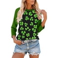 thumbnail image 4 of successthop St Patricks Day Clothing Women Green Oversized Crewneck Outfits Long Sleeve Blouse Plus Size Shirt XL, 4 of 7