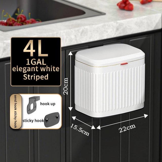 BEMS-1 pieza Bote de Basura Desmontable y Encimera Bote de Basura pequeño de Acero Inoxidable de 4 litros con Tapa Bote de Basura de Cocina Gabinete Colgante debajo del Fregadero para Cocina