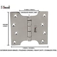 thumbnail image 3 of Ssiskcon Stainless Steel Parliament Door Hinge 4 in L x 3 in Obstacle Gap x 5 in W with 8 Screws Wide Throw Swing Clear Projection Hinges Mirror Polished 32 (Pack of 6), 3 of 7