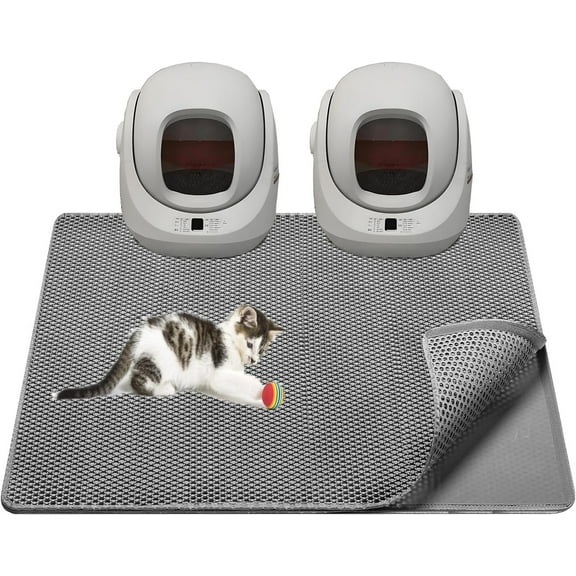 Cat Litter Mat,45"x32" Extra Large Cat Litter Box Mat,Honeycomb Double Layer Kitty Litter Trapping Mat,Soft EVA Material,Urine & Waterproof,Scatter Control,Easy Clean,Washable
